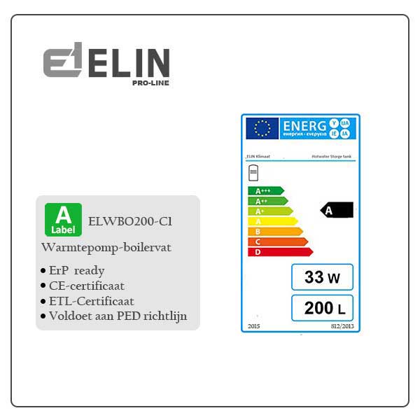energielabel-ELIN Pro LineRVS-boiler-200L Energie label RVS boiler 200 liter ELIN
